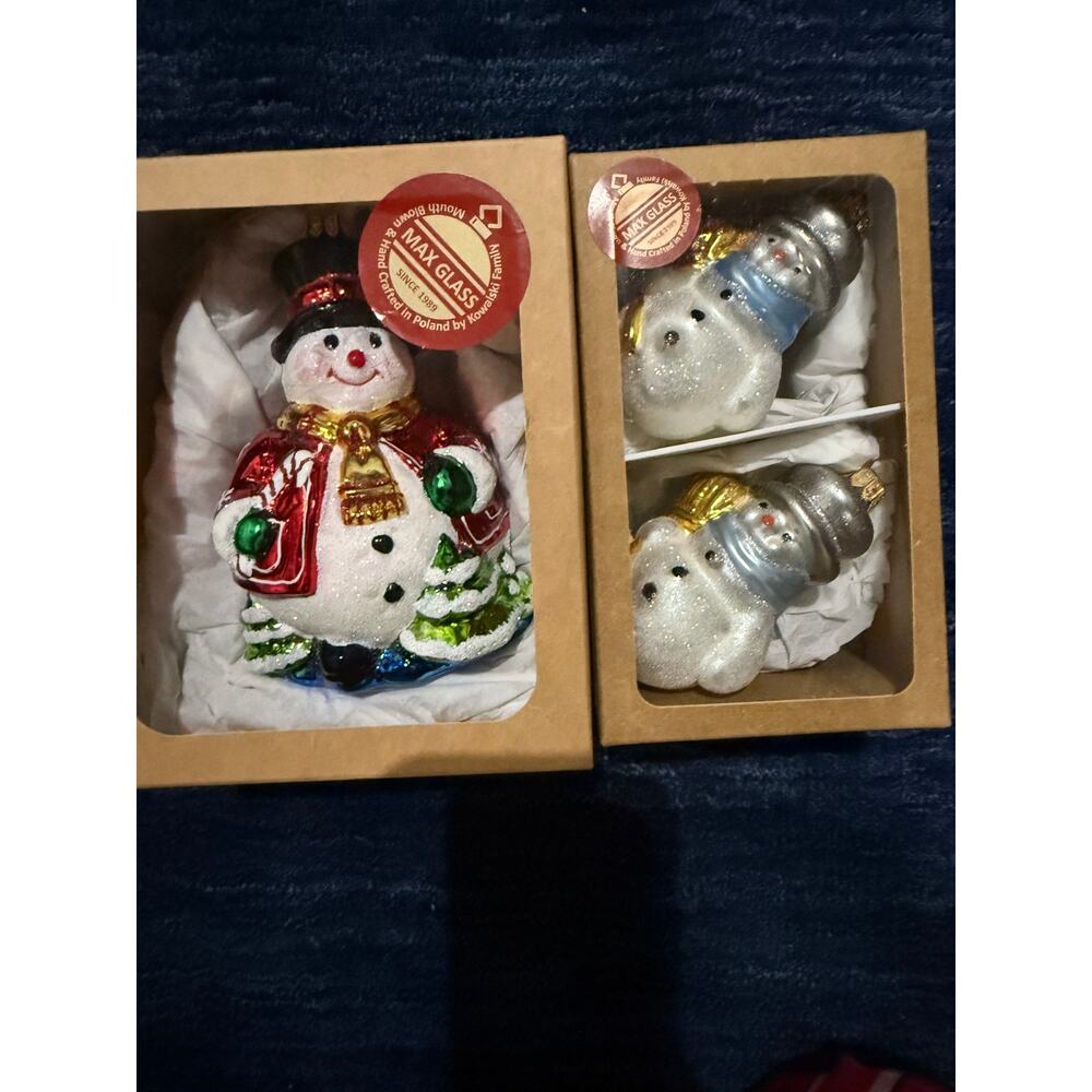 Max glass mouth blown & hand crafted by Kowalski family in Poland snowmen 3